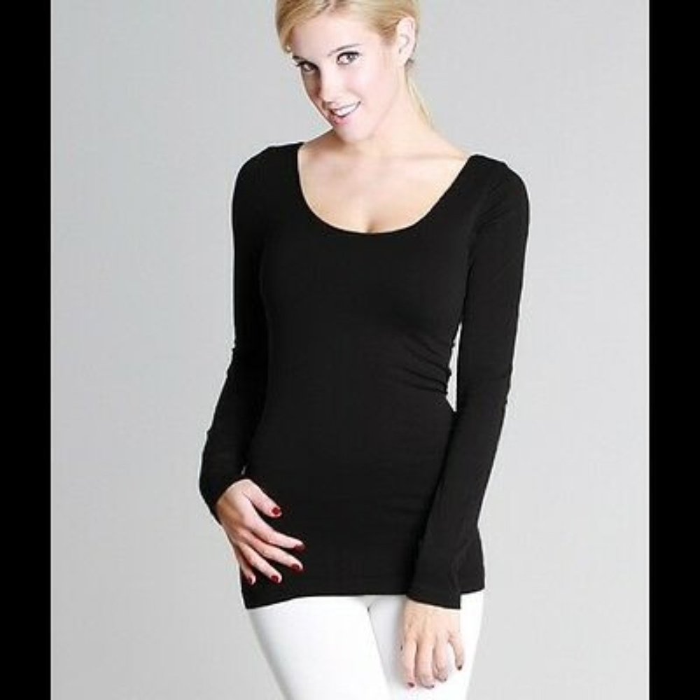 NEW Black Scoop Neck Ultra Soft and Stretchy Top